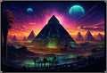 Atlantis Pyramid Temple, Egyptians pyramids, UV tapestry, Blacklight Reactive Wall Hanging, Neon Backdrop, Party Decor, Psychedelic Tapestry, Visionary Wall Art (Large)