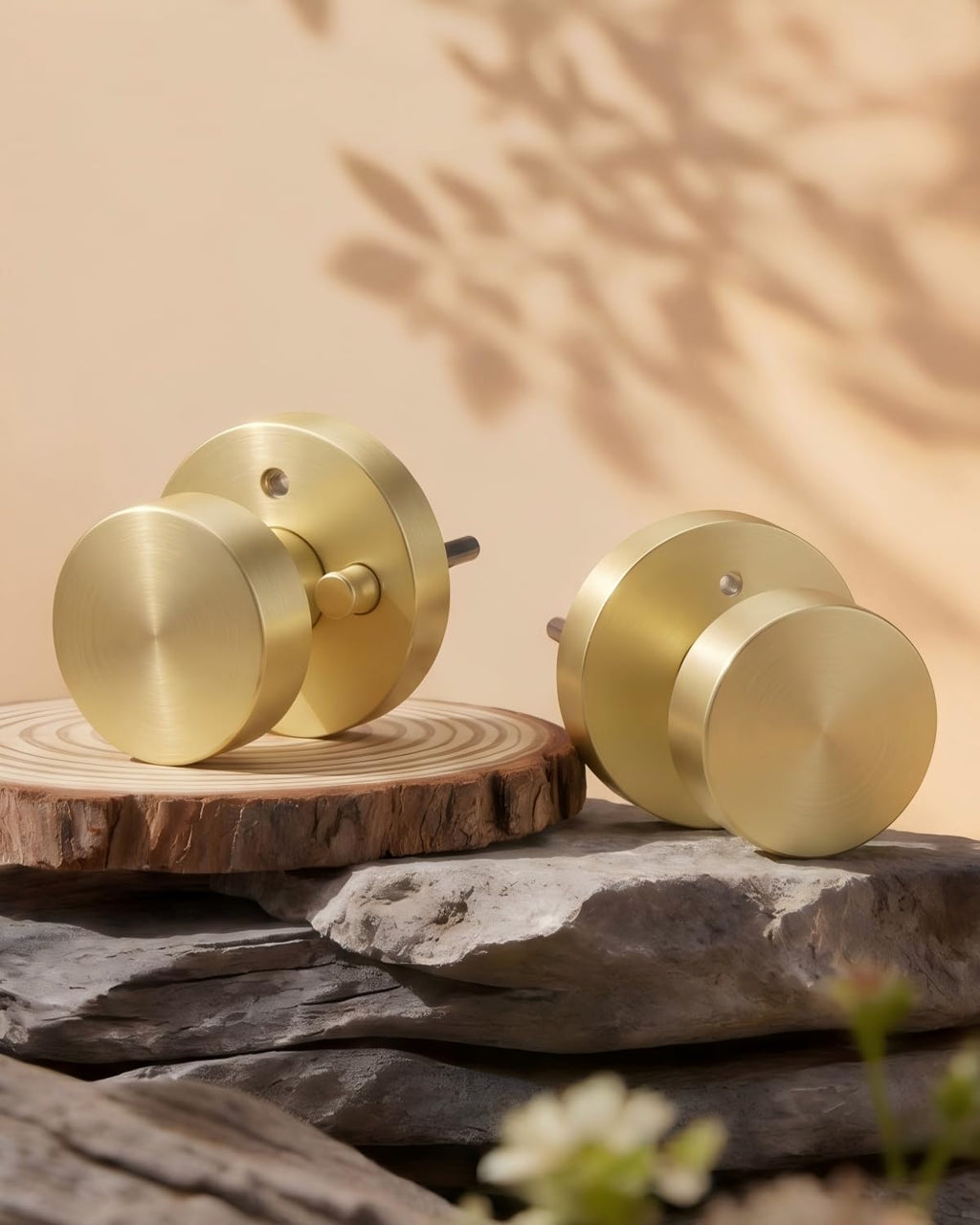 Goldenwarm Gold Door Knobs Interior, Zinc Alloy Brushed Gold Privacy Door Knob, Interior Door Knobs for Bedroom, Bathroom, Brushed Brass Indoor Door Knob, Heavy Duty Round Ball (5 Pack)