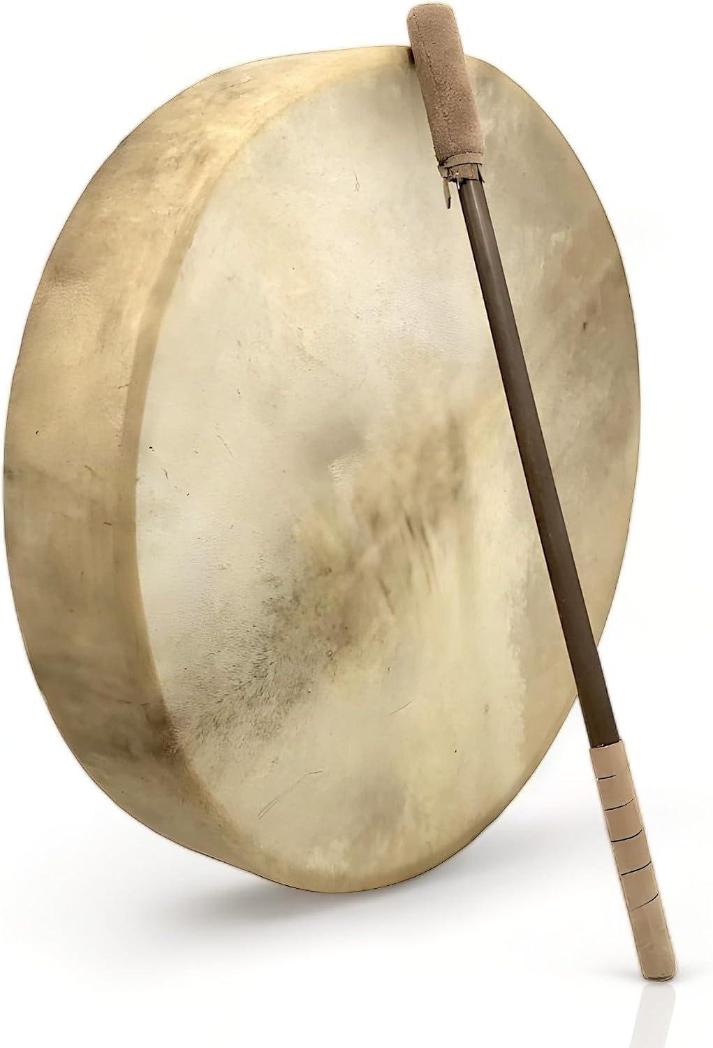 GMP Traditional Frame Drum/Bodhran with Handle, 15' Diameter | Natural Goatskin Head, Comes with Wood and Leather Mallet