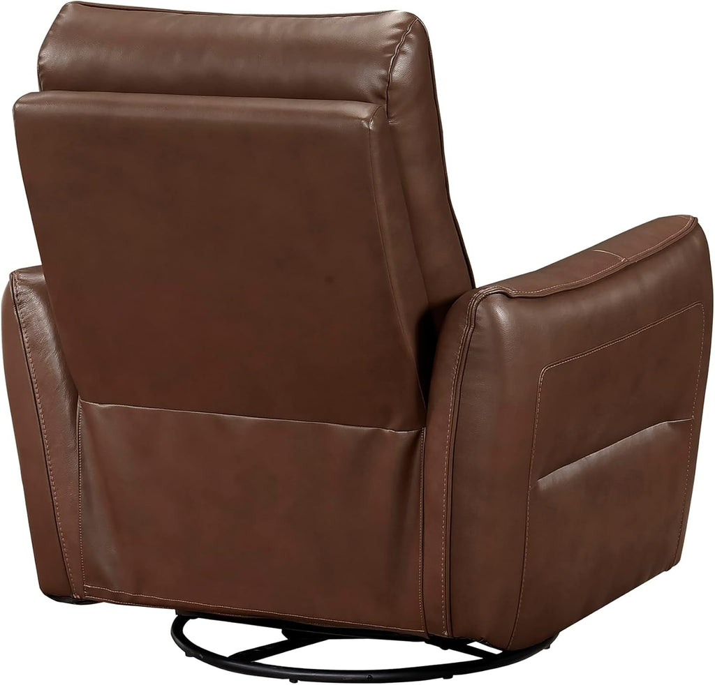 Lexicon Swivel Glider Reclining Chair, Top Grain Leather Match Manual Recliner, Comfy Nursery Glider Recliner, Swivel Reclining Chair for Living Room/Office/Bedroom/Apartment, Toffee Brown