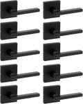 Kwikset Halifax Interior Passage Door Handle, Lever for Closet and Hallway Doors, Reversible Non-Locking Handle Lever, Matte Black, with Microban Protection, 10 Pack
