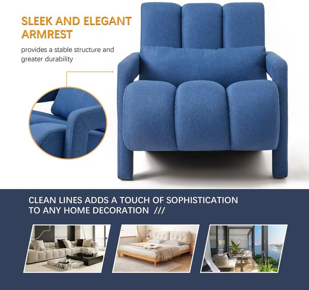 Christopher Knight Home Smyth Modern Armchair, Upholstered Accent Chair,Minimalist Lounge Chair, Cozy Seating Chair,with Linen Fabric and a Pillow, Bedroom Chair, Navy Blue