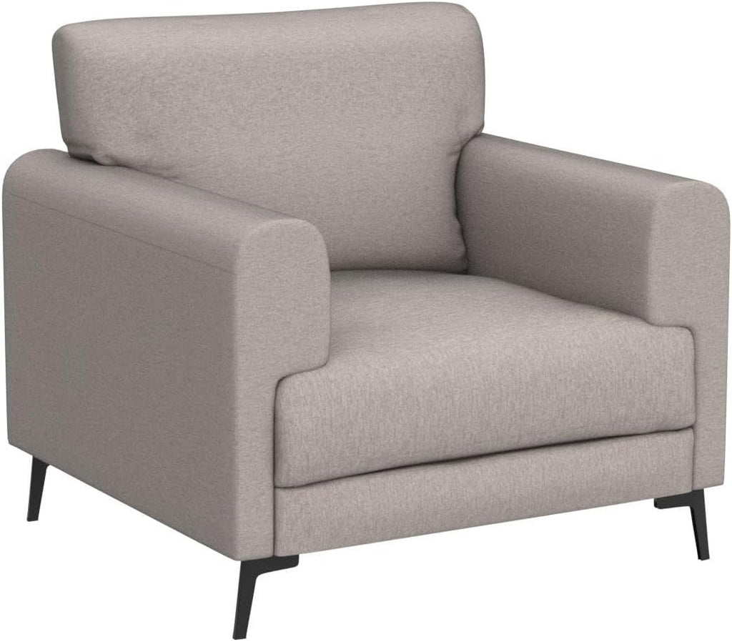 CDCASA Accent Chair, Linen Fabric Oversized Mid Century Modern Chair Set of 1, Comfy Upholstered Armchair Reading Accent Chairs Sofa Chairs for Bedroom Living Room, Light Brown