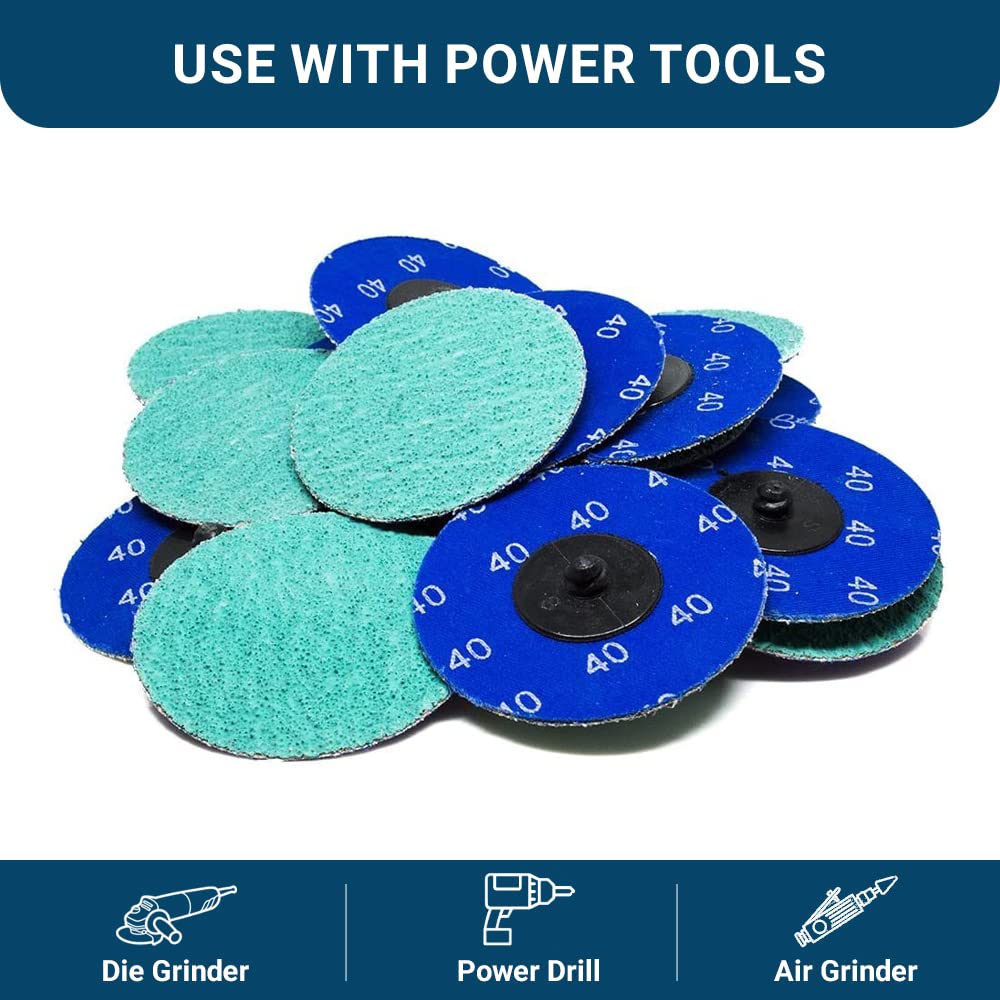 Benchmark Abrasives 3 Inch Sanding Discs Quick Change Green Zirconia, Male R Type Backing - Drill & Die Grinder Sanding Disc for Deburring Polishing Rust Remover for Metal (500 Pack) - 24 Grit