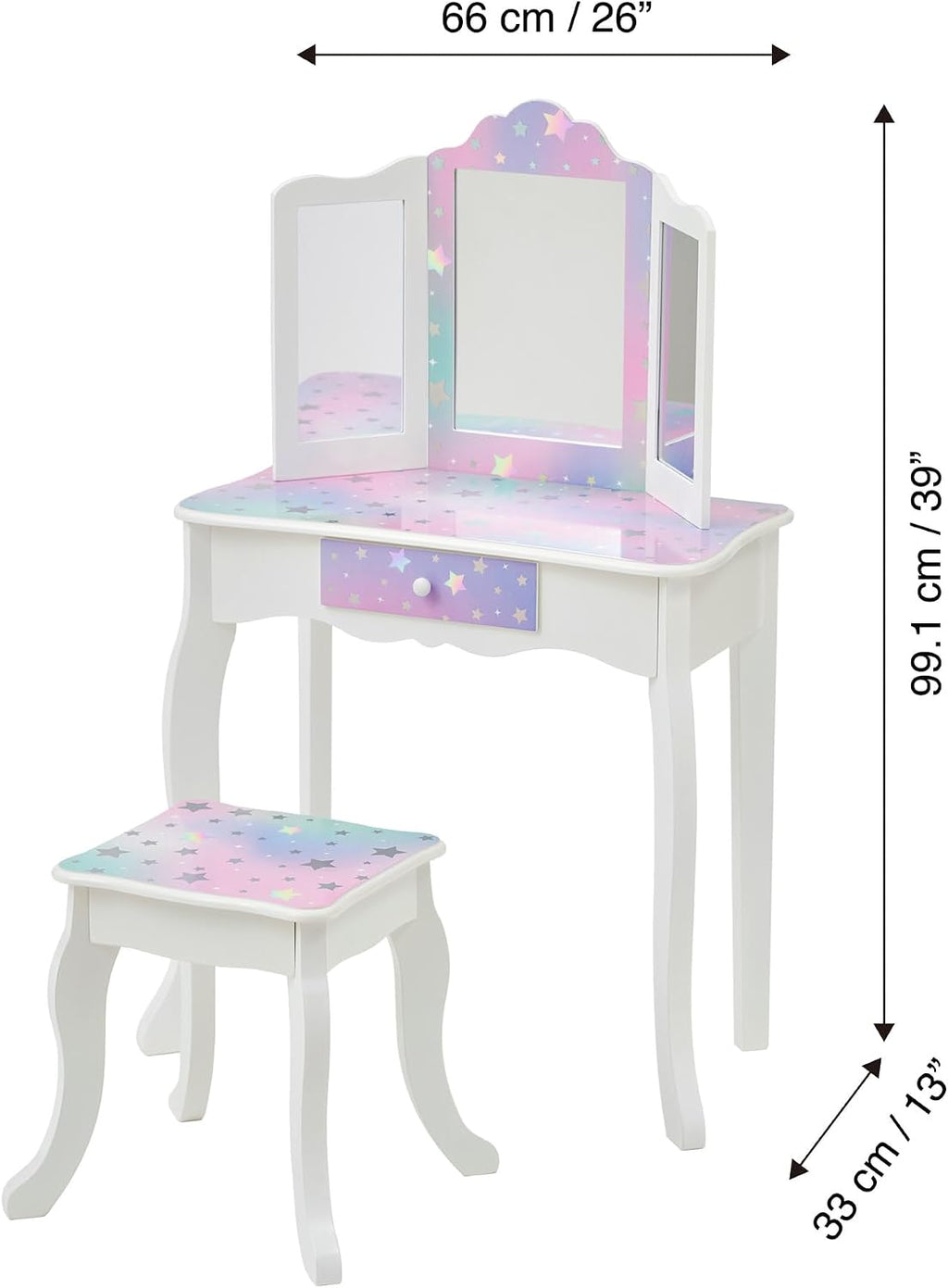Teamson Kids - Starry Sky Print Gisele Medium Vanity - White/Lavender