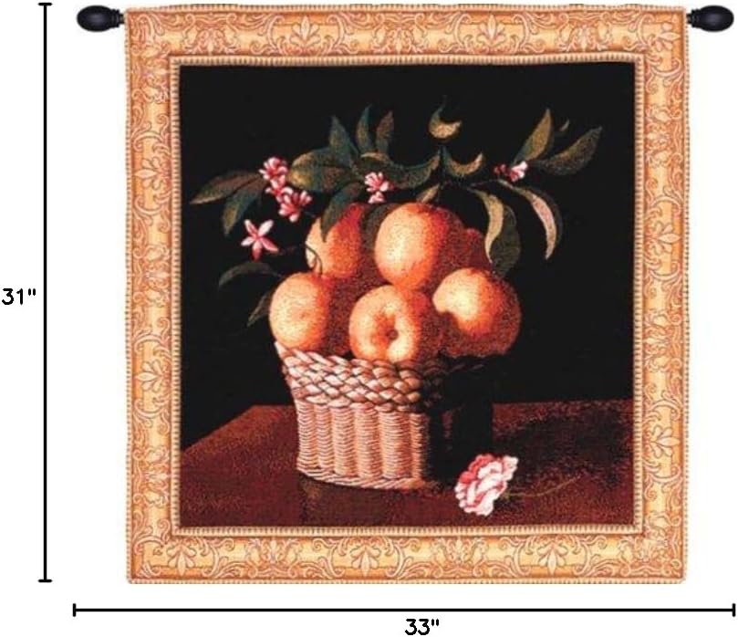 Charlotte Home Furnishings Inc. C Panier D'Oranges French Tapestry Wall Hanging | Viscose Cotton and Polyester Blend Wall Art | 33 in. x 31 in | Home Decor Accents