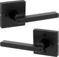 Kwikset Halifax Interior Privacy Door Handle with Lock,Door Lever for Bathroom and Bedroom,Matte Black Reversible Keyless Push Button Lock_Door Lever,with Microban Protection,Square Rose (Pack of 12)