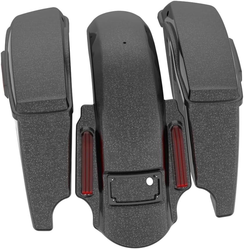 Advanblack Color Matched Stretched Bags, Lids Black Latch Hardware for '23-'24 Harley Touring CVO & 2024 Street Glide, Road Glide (Raven Metallic)