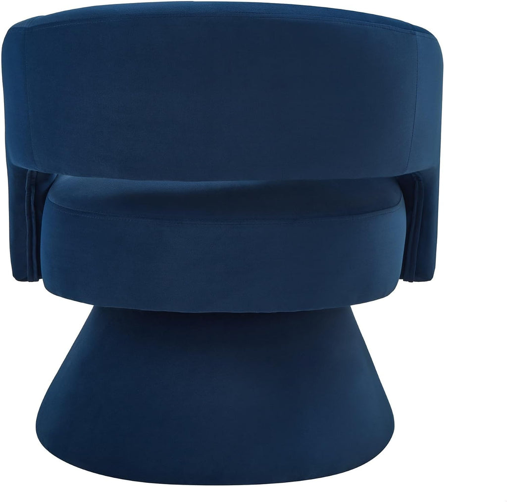 GDFStudio Swivel Barrel Chair Accent Arm Chair for Living Room Upholstered Velvet Round Reading Armchair Modern 360 Degree Comfy Swivel Chair with Open Backrest for Bedroom Office, Navy Blue