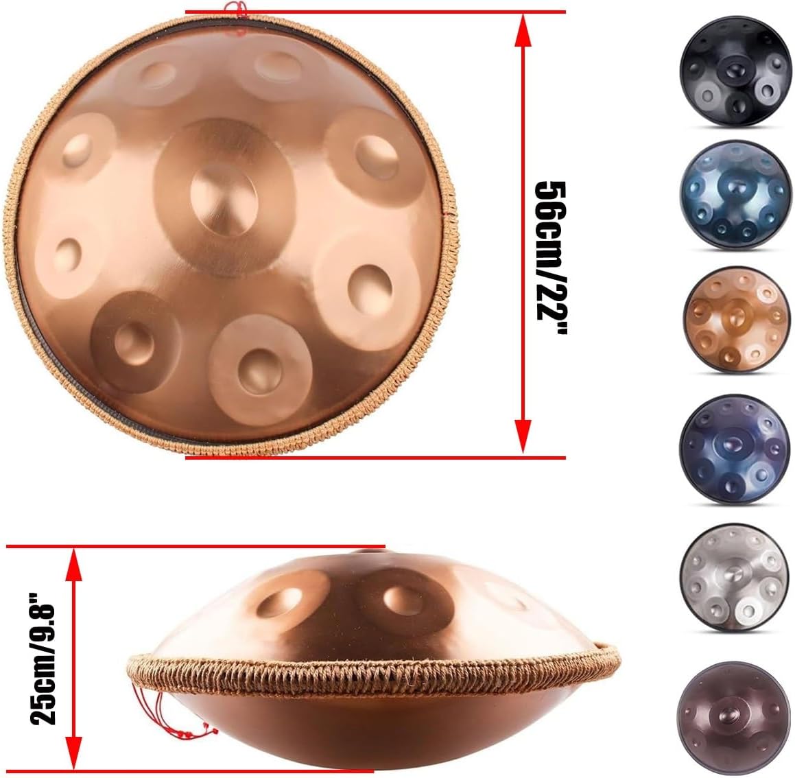 432Hz/440hz Handpan Drum for Adults Steel Hand Pan Drum 9/10/12 Notes Handpan Instrument in D Minor with Hand Drum Stand Soft Hand Pan Bag Mallets 22 Inches(Deep purple,432HZ/10Note)