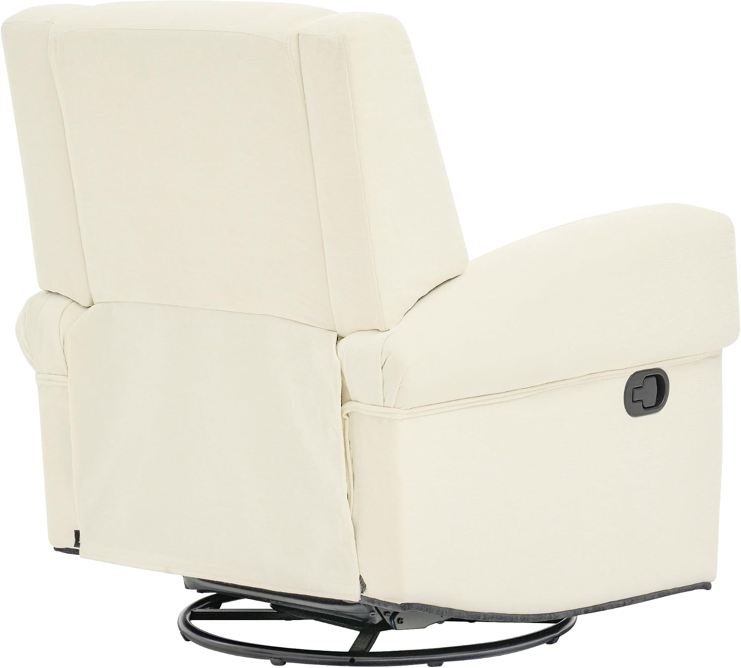 Merax Manual Recliner Chair with Swivel and Rocker, 2-Position Chenille Recliner Sofa with Pull Handle, Compact Recliner for Living Room, Nursery, Home Theater, White