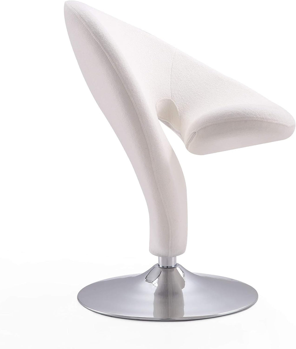 Manhattan Comfort Curl Swivel Accent Chair Set of 2 with 360° Turn, Fully Assembled, Upholstered in Wool Blend, Modern Ergonomic Design with Polished Chrome Base, Living Room & Office, Set of 2, Cream