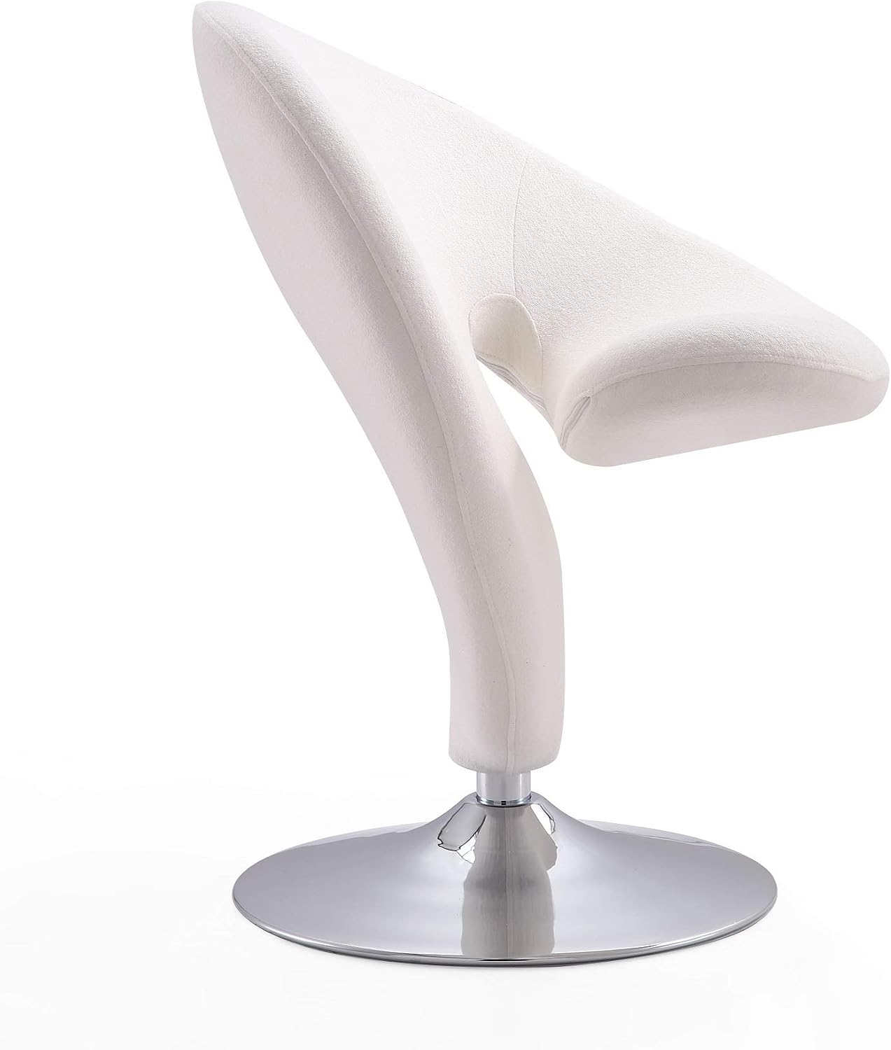 Manhattan Comfort Curl Swivel Accent Chair Set of 2 with 360° Turn, Fully Assembled, Upholstered in Wool Blend, Modern Ergonomic Design with Polished Chrome Base, Living Room & Office, Set of 2, Cream