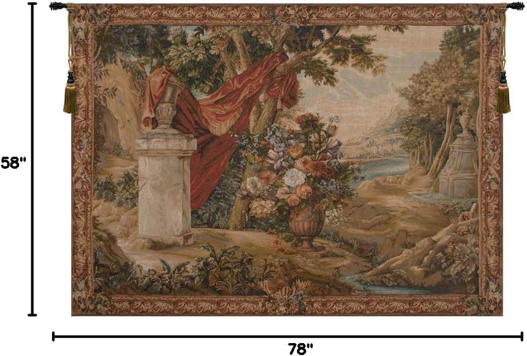 Charlotte Home Furnishings Inc. Bouquet Au Drape No People French Tapestry Wall Hanging, 58 X 78 Inch, Viscose Cotton And Polyester Blend Wall Art, Perfect For Home Decor And Wall Decor