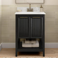 Bush Home 24-Inch Bathroom Vanity with Sink, Fluted Bathroom Cabinet with Faux Marble Basin and Backsplash, Freestanding Bathroom Storage Vanity, Faucet Not Included, Camille Collection, Onyx Birch