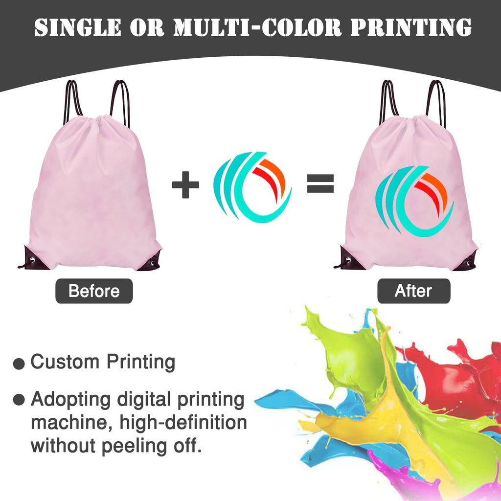 Custom Bags With Your Logo Set of 100 Custom Backpack Draw String Bags Pack Bulk for Travelling Swimming Gym Everyday Use (Pink)