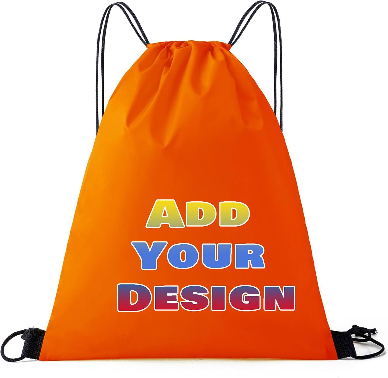 Custom Drawstring Bags Set of 50, Personalized Bulk Pack with Logo/Text-Suitable for Travelling Gym Camping Hiking-Orange