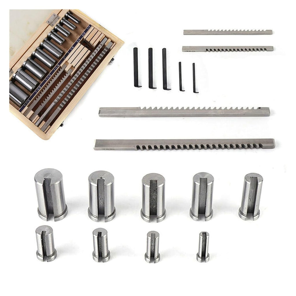 18pcs Keyway Broach Set, High Speed Steel Inch Sized Broaching Cutting Tool, for CNC Machine Lathe Heat Resistance