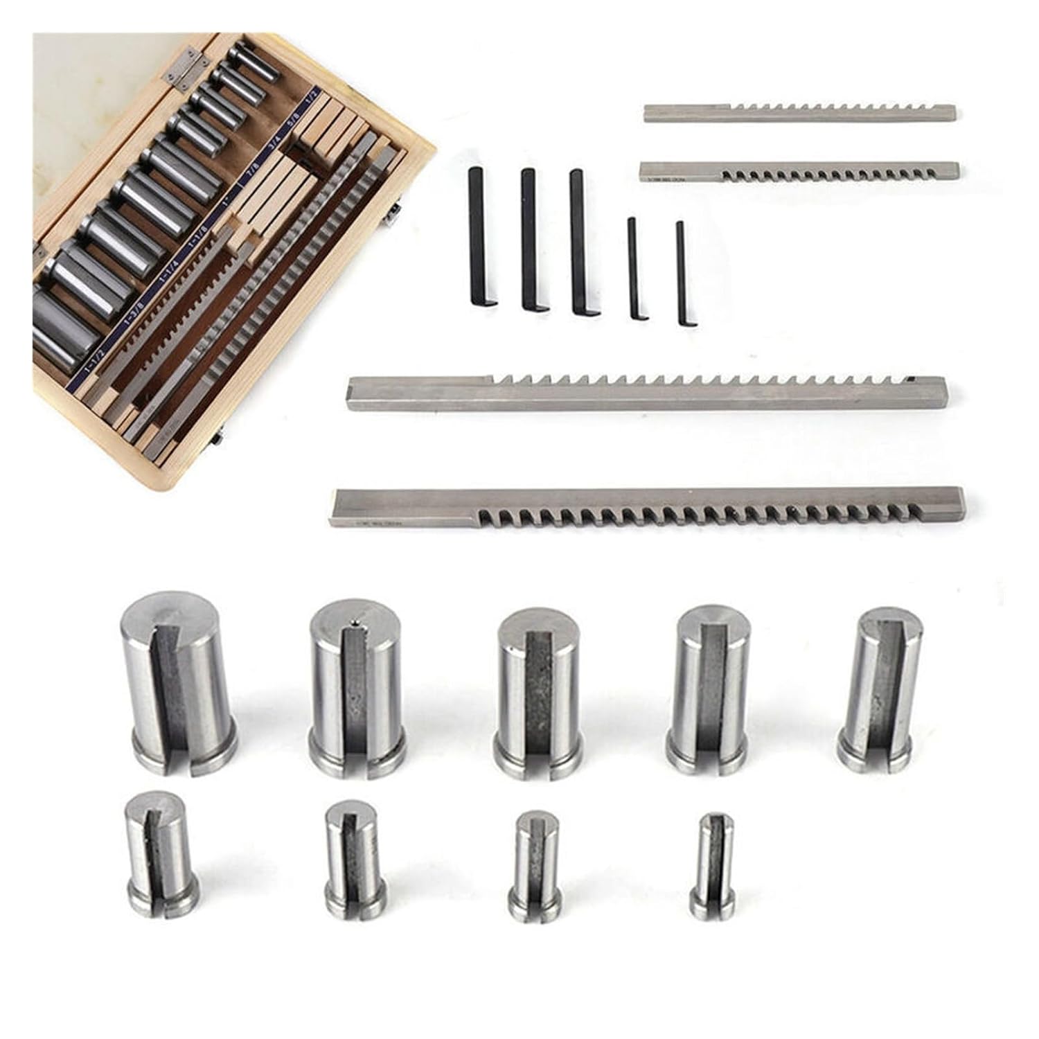18pcs Keyway Broach Set, High Speed Steel Inch Sized Broaching Cutting Tool, for CNC Machine Lathe Heat Resistance
