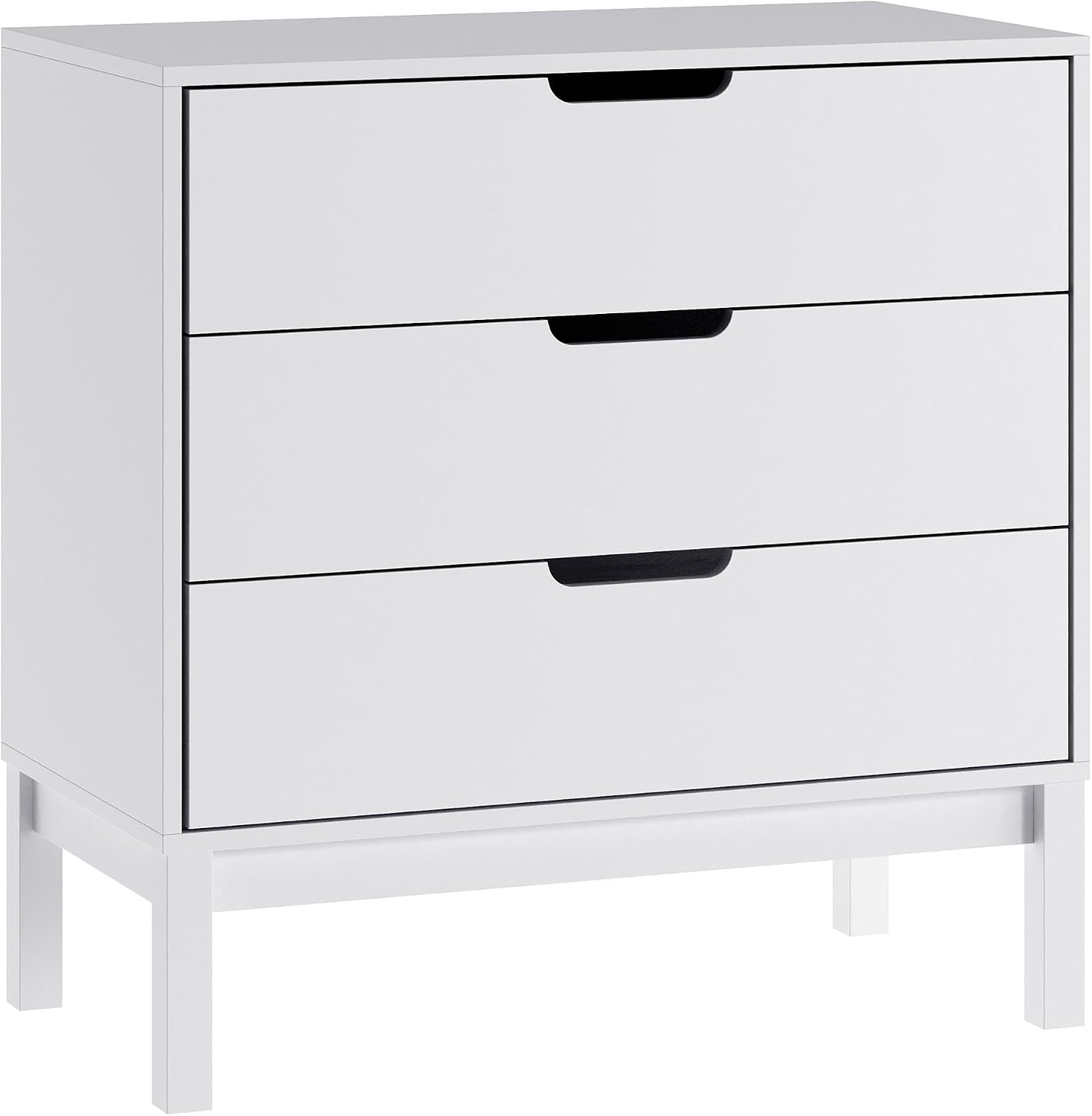 Flash Furniture Dallas Wood Dresser for Kids Bedroom, 3 Drawers, Solid Wood Frame, Interlocking Safety Mechanism, Smooth Ball Bearing Slides, White