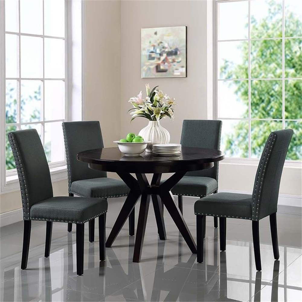 Modway Parcel Modern Upholstered Fabric Four Dining Chairs with Nailhead Trim in Gray