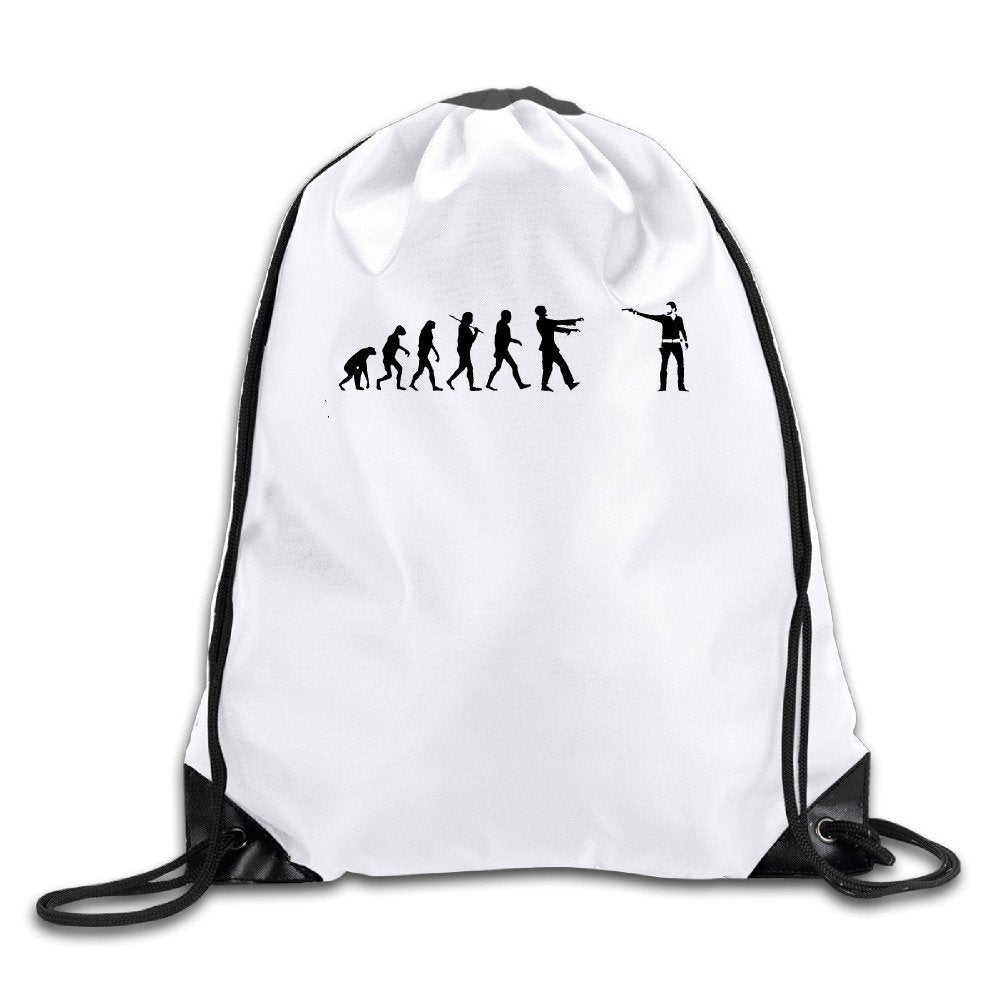 The Walking Dead Inspired Evolution Of Zombie White Drawstring Backpack Sport Bag For Men & Women