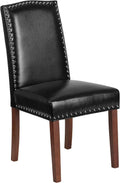 Flash Furniture HERCULES Hampton Hill Series Black LeatherSoft Parsons Chair with Silver Accent Nail Trim