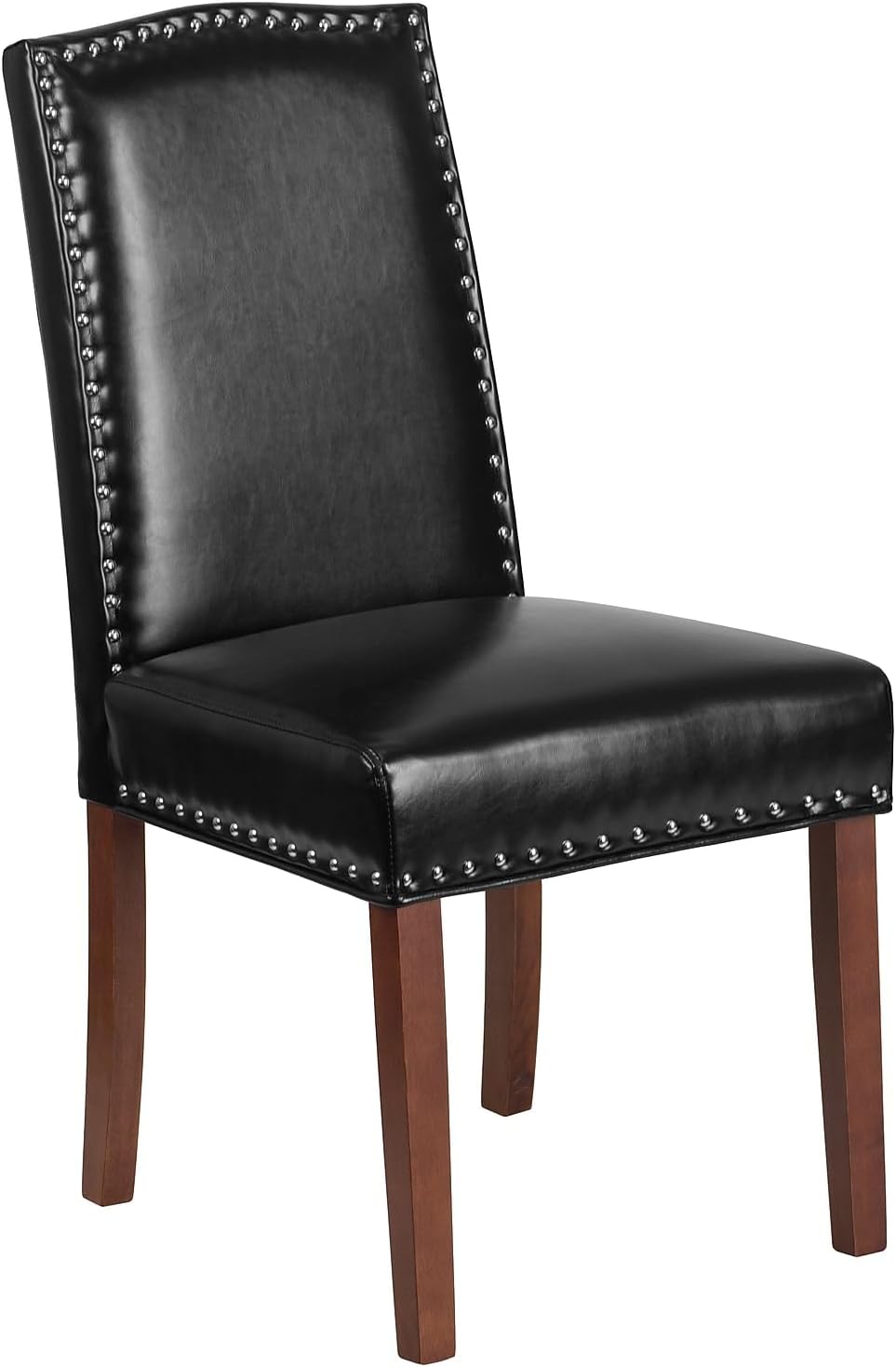 Flash Furniture HERCULES Hampton Hill Series Black LeatherSoft Parsons Chair with Silver Accent Nail Trim