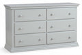 Suite Bebe Universal 6‑Drawer Hardwood Double Dresser, Fully Assembled Wooden Storage Chest with Anti‑Tip Kit for Nursery & Bedroom, Gray