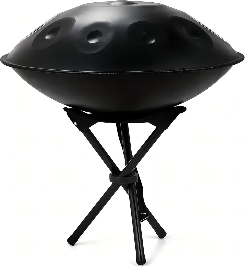 YAYUZEST Advanced Adult Handpan, 22-Inch 10-Note 440Hz D Minor Kurd Steel Drum with Soft Bag, 2 Mallets, Stand and Dust-Free Cloth (Black)