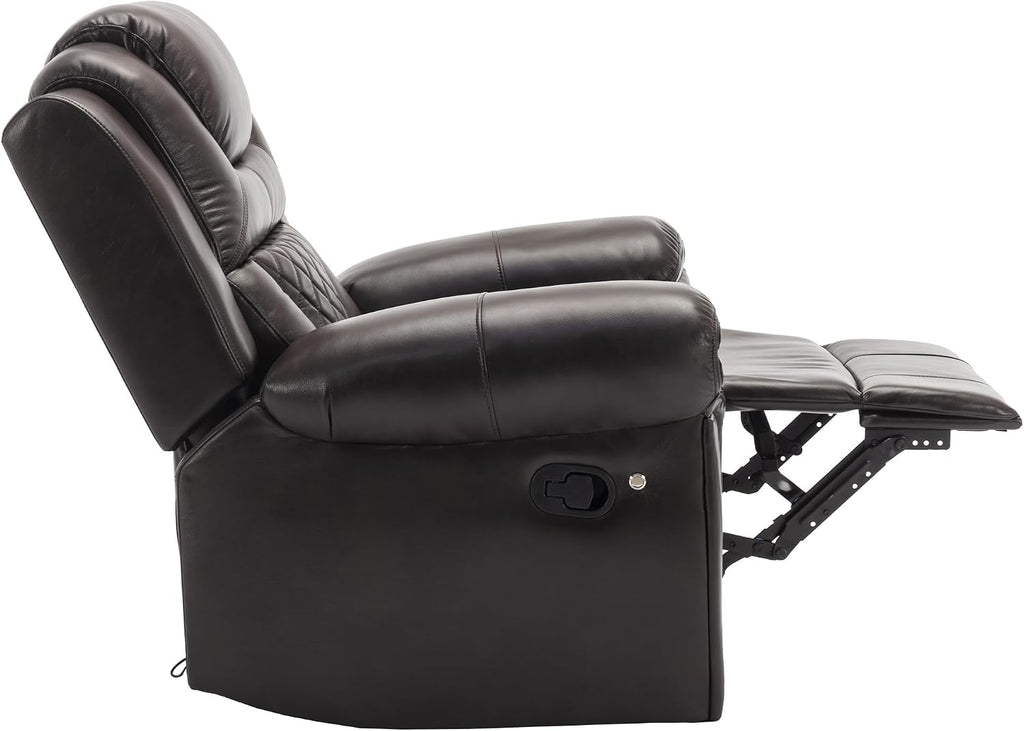 ERYE Manual Recliner Chair with LED Light Strip for Living Room, Bedroom, Manual Reclining Home Theater Seating Armchair, Faux Leather Tufted