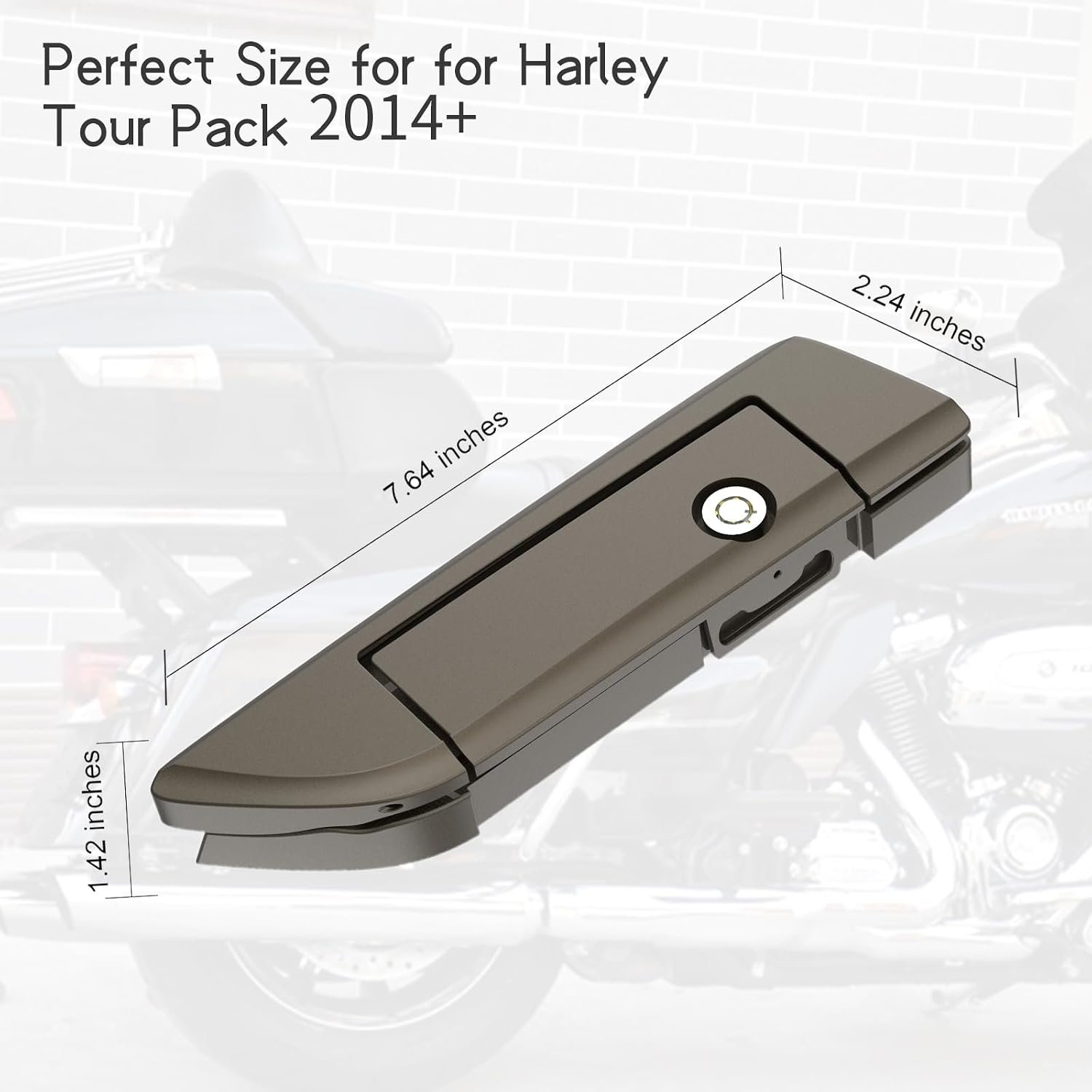 Tour Pack Latches River Rock Gray,Tour Pack Trunk Lid Latch with Keys Fit for Harley Touring/Road King/Road Glide/Street Glide/Electra Glide/Ultra-Classic 2014+