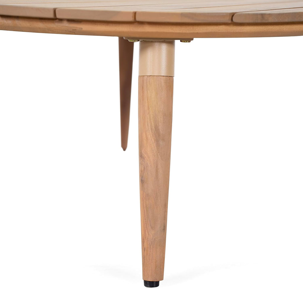 Christopher Knight Home Lalina Outdoor Coffee Table, Acacia Wood Accent Table with Slatted Panel Design, Round Patio Table for Garden Porch Balcony, Low Maintenance Outdoor Furniture, Natural