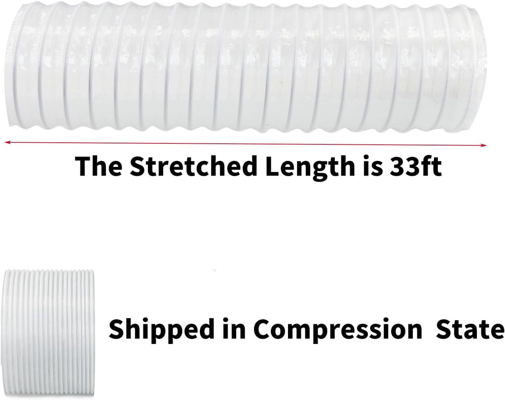 JUYO VONSAN 6 inch Dust Collection Hose 33ft 6' Heavy Duty Clear PVC Debris Flex Dust Collector Hose (6'' X 33ft)