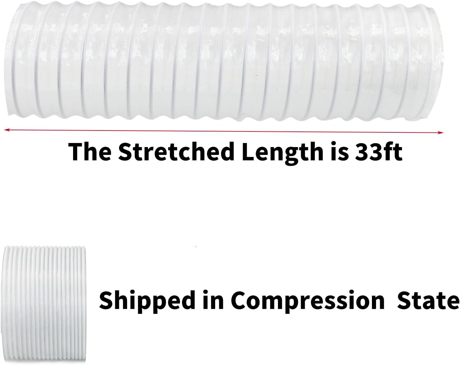 JUYO VONSAN 6 inch Dust Collection Hose 33ft 6' Heavy Duty Clear PVC Debris Flex Dust Collector Hose (6'' X 33ft)