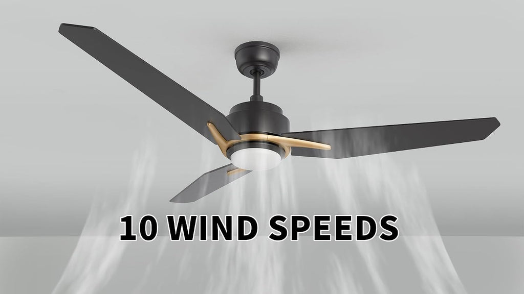 Carro Smart Ceiling Fans with Lights Flush Mount 56', 3 Light Colors Dimmable, 10 Speeds DC Ceiling Fan with Remote, Outdoor, Compatible with Alexa, Siri & Google Home, Black Gold