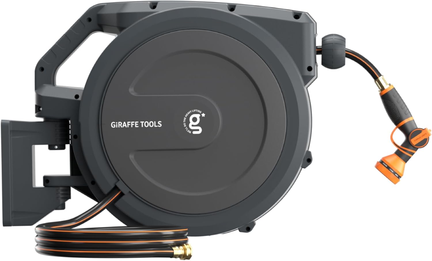 Giraffe Tools AW30 Wall Mounted 1/2' x 100 ft Garden Hose Reel, Retractable Water Hose Reel, Automatic Rewind & Lock at Any Length