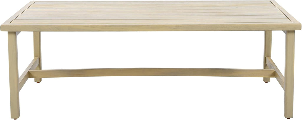 Christopher Knight Home Teras Patio Acacia Wood Coffee Table, Solid Wood Outdoor Table for Patio Furniture Set, Slat Panel Rectangular Top, Light Teak