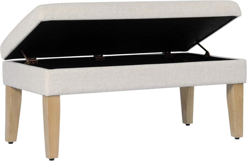 HomePop 40' Decorative Storage Ottoman Bench - Cream Textured Woven