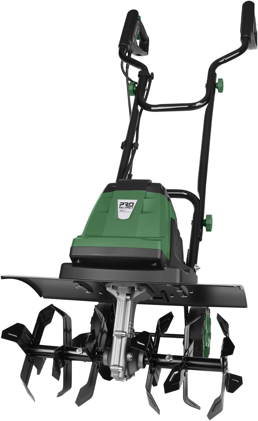 18-INCH Electric Tiller, 15 Amp Cord Cultivator with 6 Steel Tines, Foldable Handle & Adjustable Wheels for Soil Digging