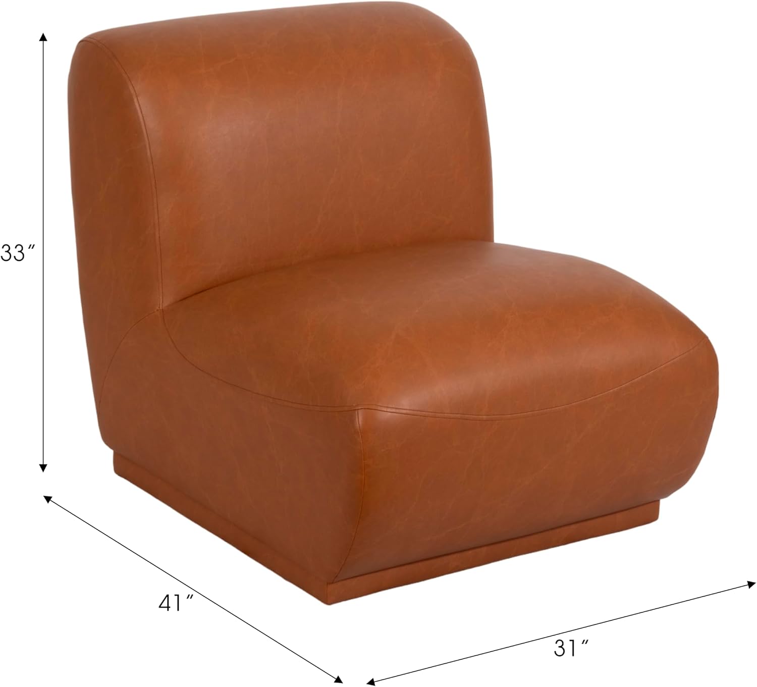 Sagebrook Home Brown Armless Accent Chair, Sturdy Wood Construction, Soft Non-Woven Fabric