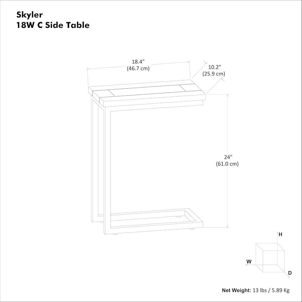 SIMPLIHOME Skyler C-Side Table - 18' Wide x 24' High Solid Mango Wood and Metal Slide-Under Table in Birch, Industrial Accent Table or End Table for Living Room or Bedroom with Open Frame, Assembled
