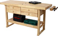 Montary 60-Inch Wood Workbench - Rubber Wooden Heavy Duty Work Bench with 4-Drawer & Shelf, 450lbs Weight Capacity Work Bench for Garage Workshop, Woodworking and Home