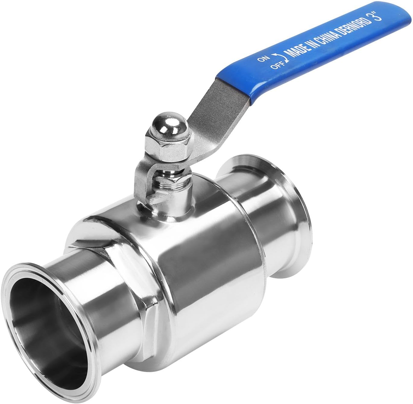 DERNORD 3 inch Tri-Clamp Clover Ball Valve Stainless Steel 304,PTFE Lined. (3 inch Tube OD)