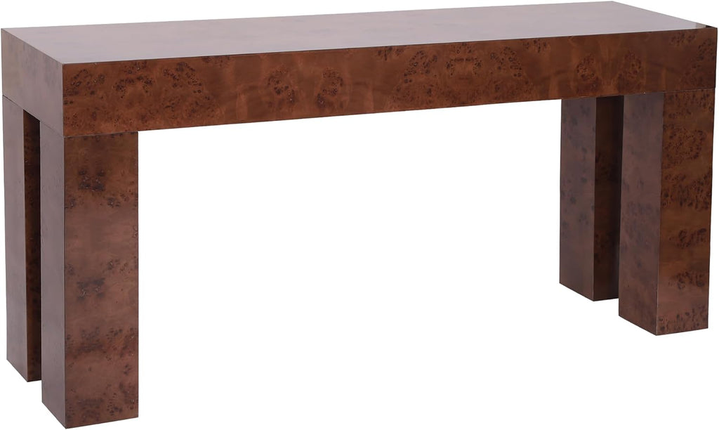 Christopher Knight Home Burla Modern Console Table, Wooden Entryway Table with Block Leg Design, Behind The Couch Long Sofa Table for Living Room, Brown