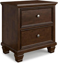 Signature Design by Ashley Danabrin Classic 2 Drawer Nightstand for Bedroom, 26.63' Tall, Dark Brown