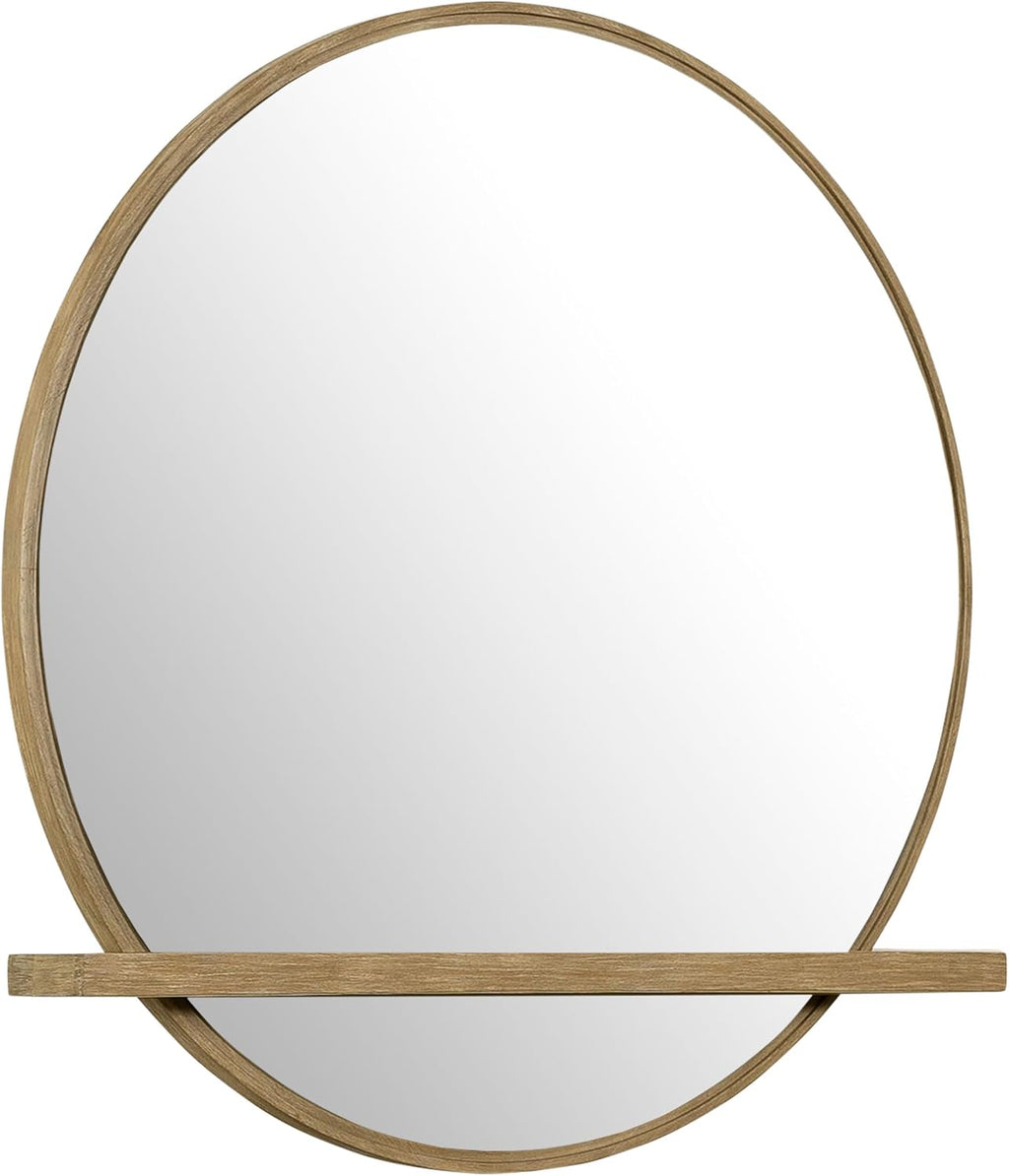 Coaster Home Furnishings Arini Coastal 38-inch Round Wall Hanging Bedroom Dresser Mirror Decorative Accent Mirror Organizer Unit Sand Wash 224304