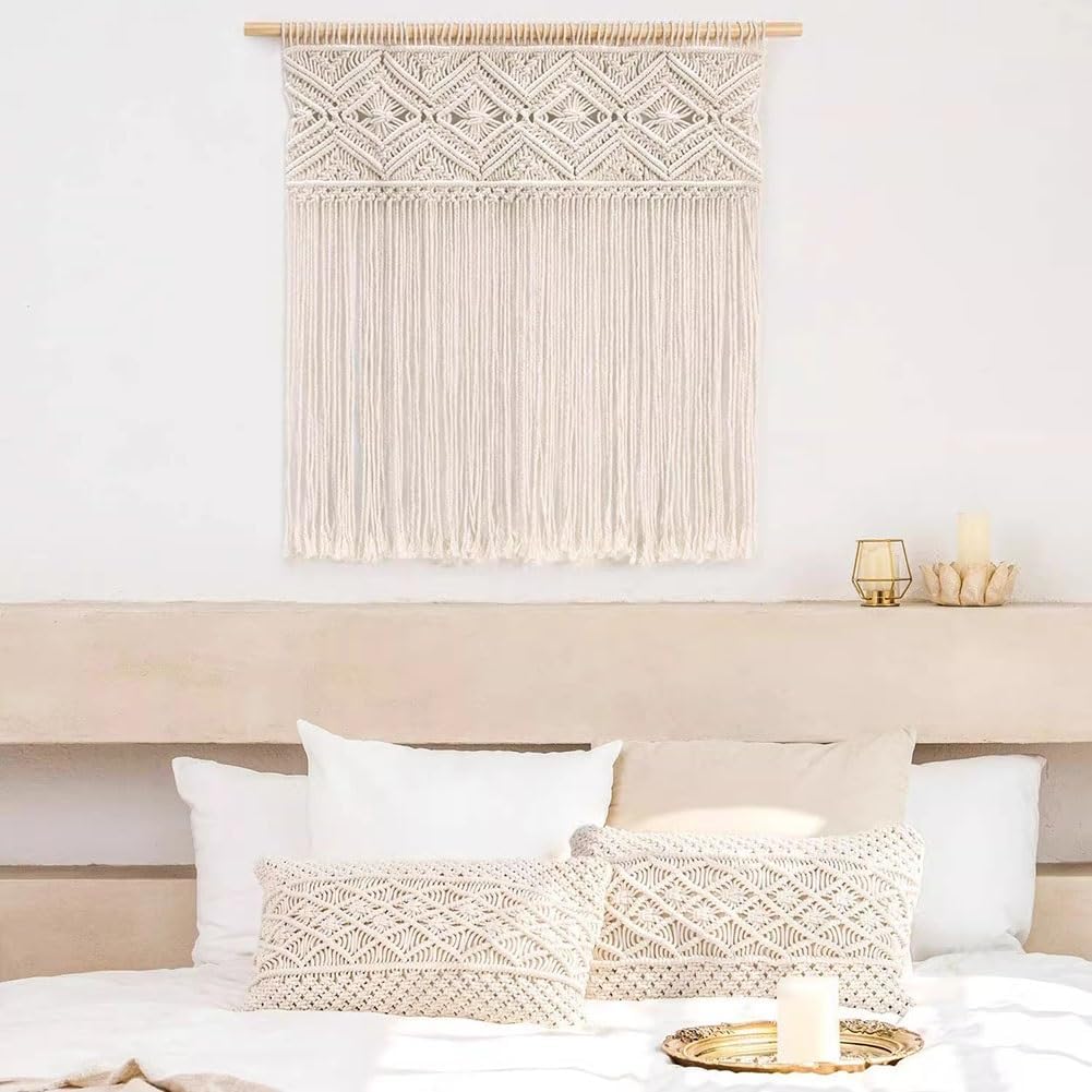 LXHELIVERY Wall Hanging Handmade Cotton Rope Wall Tapestry, Woven Wall Handmade Decor Living Room for Wedding, Tapestry Wedding Decor,Wall Art Handmade Decor Living Room
