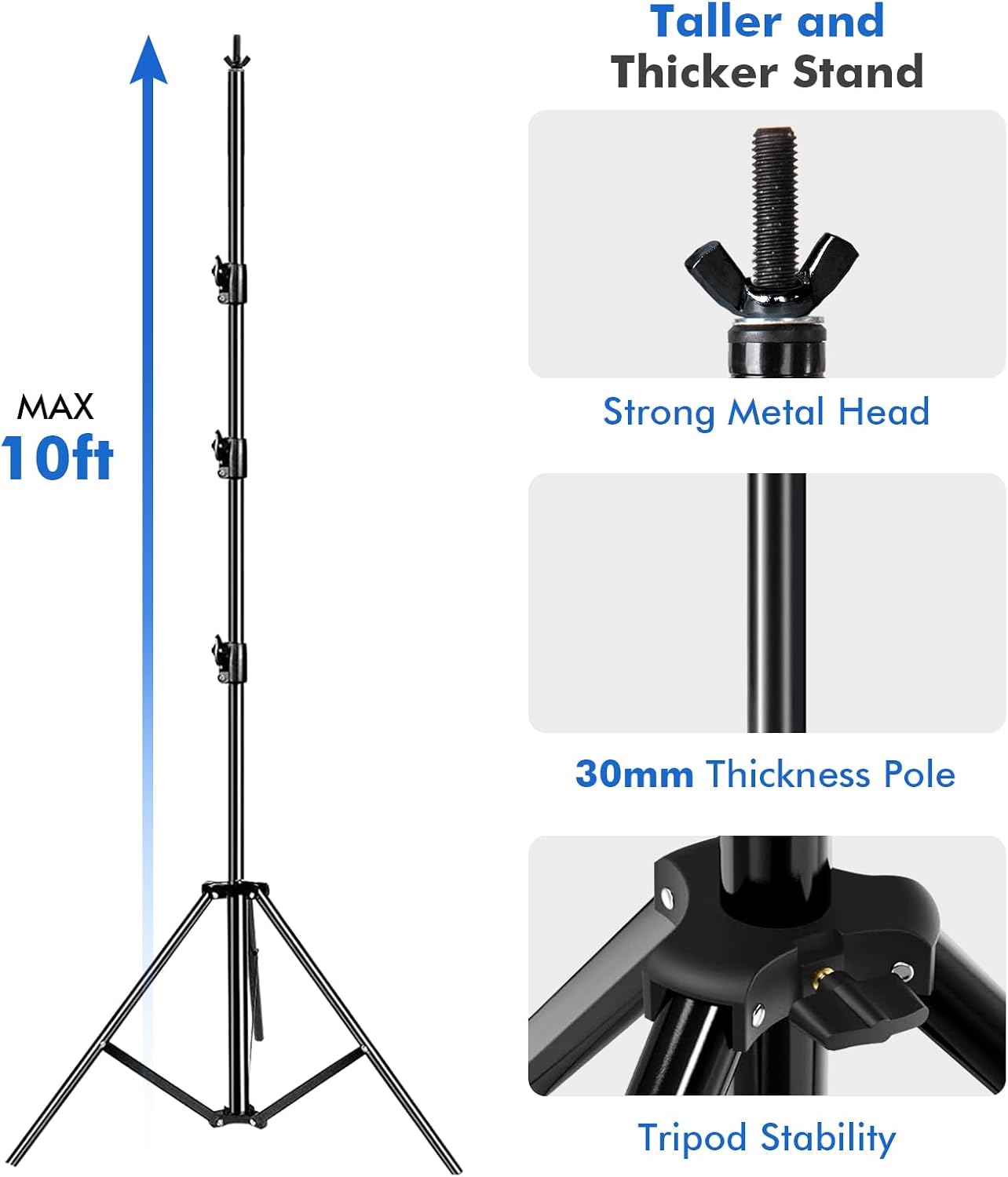 HYJ-INC Photo Video Studio 20ft (Wide) x 10ft (Tall) Heavy Duty Adjustable Width & Length Photography Backdrop Stand Background Support System Kit with Spring Clamps, Sandbags, Carry Bag
