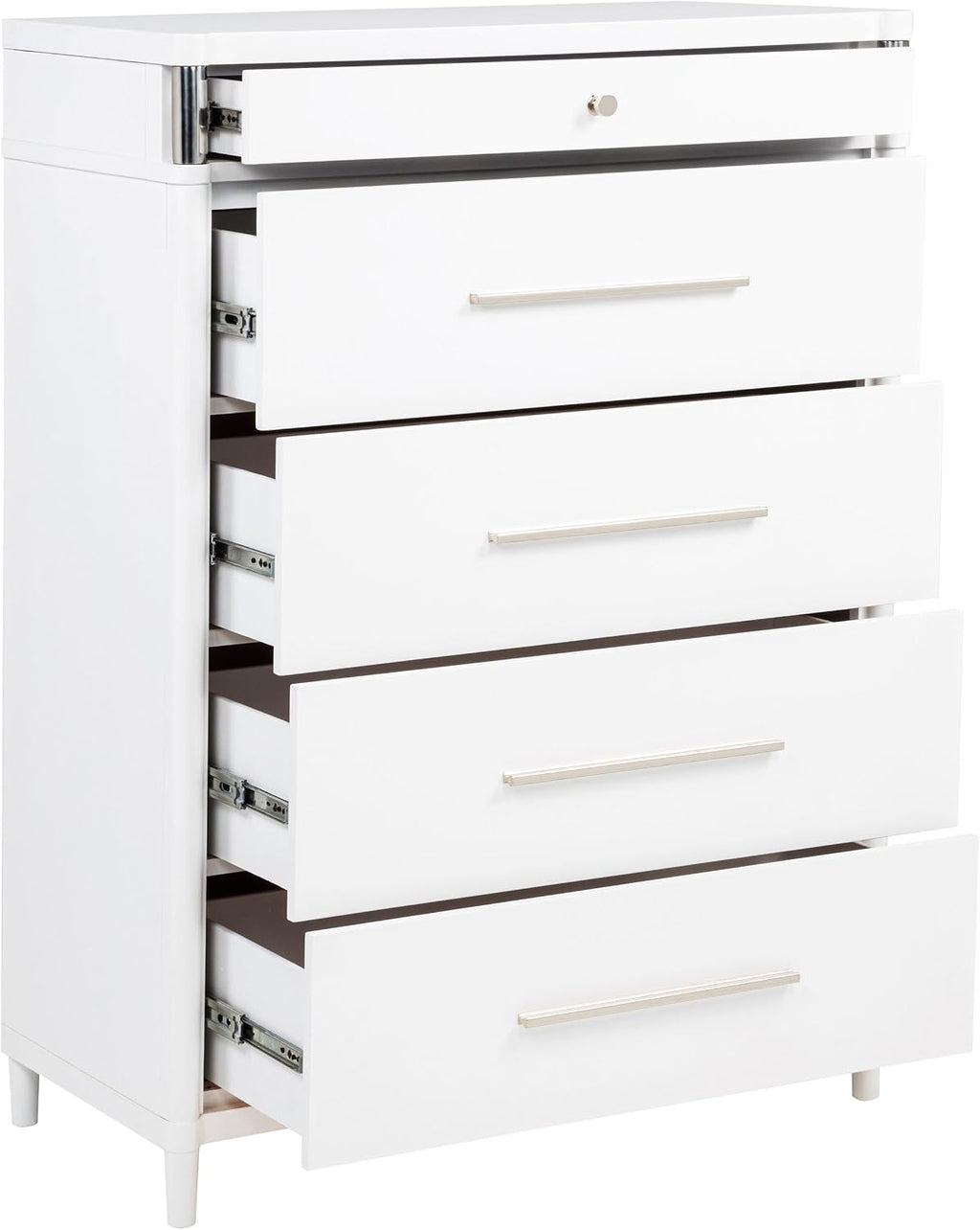 Coaster Home Furnishings - Gracemont - Wood - 5-Drawer Chest of Drawers with Bar Pull Handles, Rounded Corners, Metal Tube Accents and Felt-Lined Top - Bedroom - White - 225075